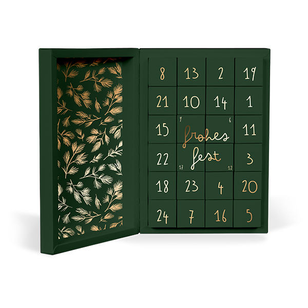 Klapp Adventskalender mit 24 Schachteln Hochformat